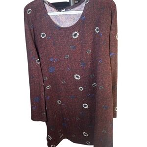 Floral Long Bell Sleeve Tunic Sweater Top Women’s 2X